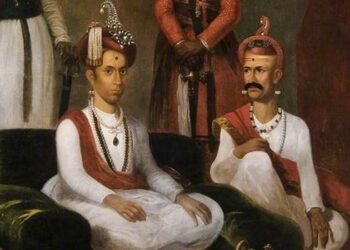 Sawai Madhav_Rao_Narayan_the_Maratha_Peshwa_with_Nana_Fadnavis_and_Attendants