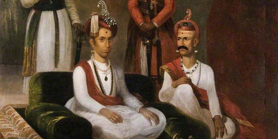 Sawai Madhav_Rao_Narayan_the_Maratha_Peshwa_with_Nana_Fadnavis_and_Attendants